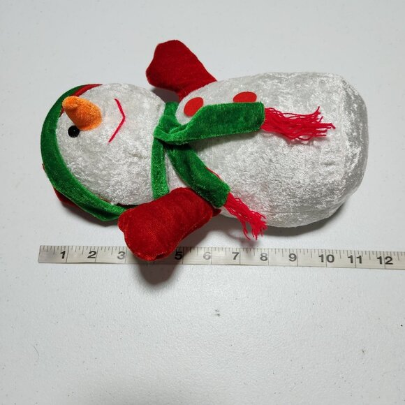 Holiday Snowman 11 in Plush Christmas Green Hat Scarf Red Mittens Stuffed Animal - Picture 4 of 5